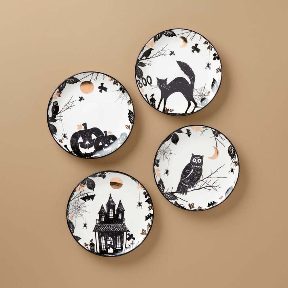 Lenox Vintage Halloween Haunted 8-Piece Set Mugs And Plates